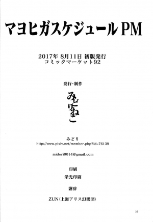 (C92) [Midorineko (Midori)] Mayoiga Schedule PM (Touhou Project) [English] [Tsunqueen + Momoiro] - Page 38