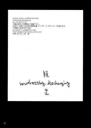 (C87) [Onsoku Ubaguruma (Uba Yoshiyuki)] undressing, discharging (Touhou Project) [English] {Hennojin} - Page 34