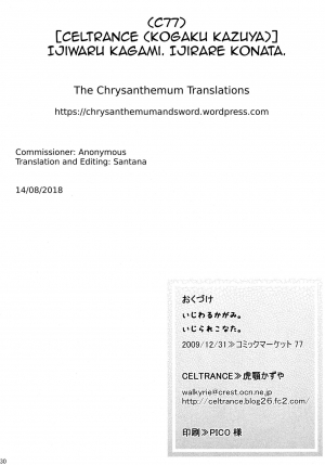 (C77) [CELTRANCE (Kogaku Kazuya)] Ijiwaru Kagami. Ijirare Konata. | Meanie Kagami. Teased Konata. (Lucky Star) [English] [The Chrysanthemum Translations] - Page 31
