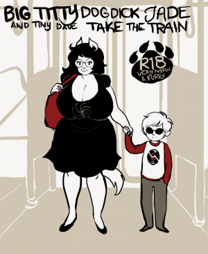 Big Titty Dog Dick Jade and Tiny Dave Take the Train - Page 1
