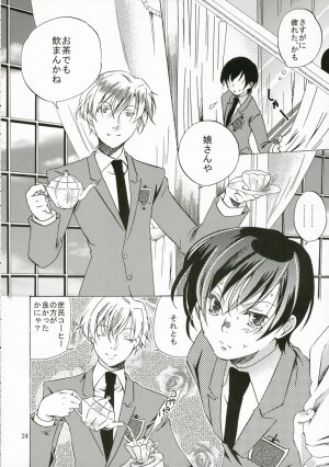 (C70) [Ichinichi Sanjou (Jinguu Kozue)] Ohimesama wa Muku na Yuugi ni Mi o Yudaneru (Ouran High School Host Club) - Page 23