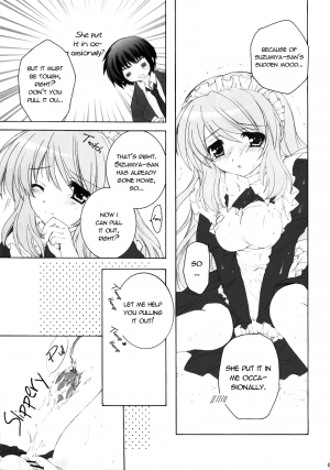 (C71) [Pyonpyororin (Akoko.)] Ano... Naisho ni shite kudasai ne? (Suzumiya Haruhi no Yuuutsu) [English] - Page 6