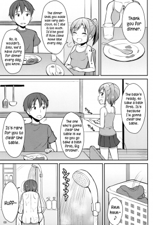 (C87) [Asatsuki Dou (Youta)] Oniichan Socchi mo Aratte Ageyokka♥ | I'm going to wash you down there, too, Big brother♥ [English] [yuripe] - Page 3