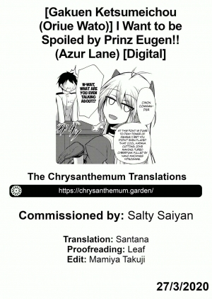 [Gakuen Ketsumeichou (Oriue Wato)] Prinz Eugen ni Amaetai!! | I Want to be Spoiled by Prinz Eugen!! (Azur Lane) [English] [The Chrysanthemum Translations] [Digital] - Page 38