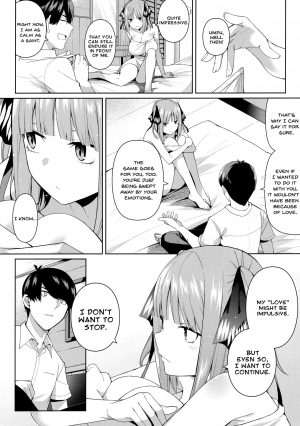(C97) [Bad Mushrooms (Chicke III, 4why)] Nibun no Yuudou | Half Seduction (Gotoubun no Hanayome) [English] - Page 18