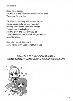 (C88) [TOYBOX, Kujira Logic (Kurikara, Kujiran)] Goshujin-sama Oppai desu yo!! 4 (Fate/EXTRA) [English] [constantly] - Page 26