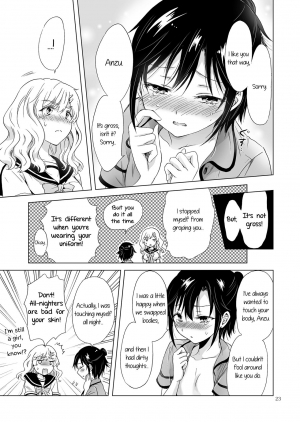  [Peachpulsar (mira)] Oppai-chan to Chippai-chan ga Irekawaru Hanashi | How Well-Stacked and Surfboard Swapped Bodies [English] [Yuri-ism] [Digital]  - Page 23