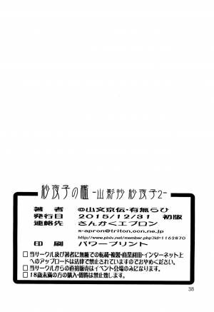  (C89) [Sankaku Apron (Sanbun Kyoden, Umu Rahi)] Sayoko’s Cage -Sayoko Saneisho 2- | Sayoko no Ori -Saneishou Sayoko2- [English] [Zero Translations]  - Page 38