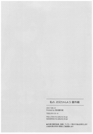 (C92) [TIES (Takei Ooki)] Watashi no, Onii-chan 4.5 Bangaihen [English] =White Symphony= - Page 26